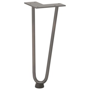 U-förmiges Haarnadelbein aus Naturstahl, 30 cm, für Couchtische. Robustes Möbelbein mit Nivellierfuß.
