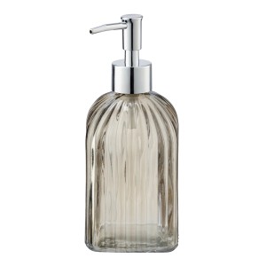 Eckiger, brauner Wenko Seifenspender Vetro aus Echtglas, 520ml.