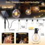 Salcar 15M Solar G40 LED Lichterkette mit warmweißen Glühbirnen für Außen, mit Erdspieß und Haken.