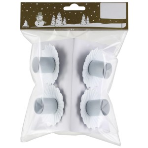 4 weiße Kerzenhalter aus Metall, Ø 6 cm, für Weihnachtsbaum-Deko.