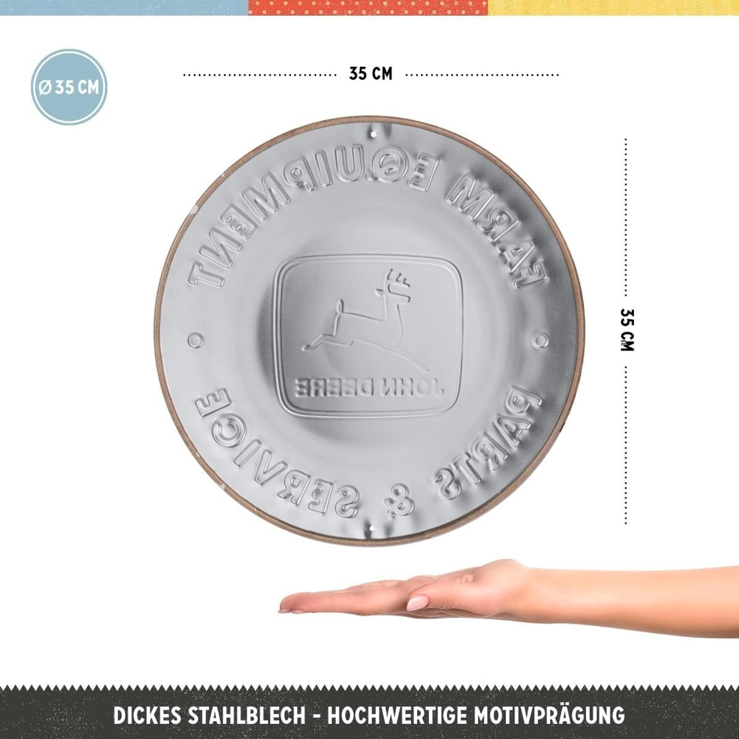 Nostalgic-Art John Deere Blechschild 35x35cm - Retro Metallschild Traktor Deko