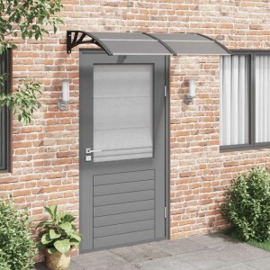 Schwarzes vidaXL Türvordach 150x75 cm aus Polycarbonat über einer Haustür.