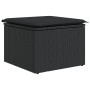 Schwarzer vidaXL Gartenmöbel-Hocker aus Rattan mit Kissen, Teil einer Sofagarnitur.