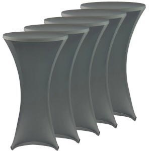 5er Set NYVI Stehtischhussen, anthrazit, für Tische 60-65x110-120 cm. Stretchhusse für Partytische.