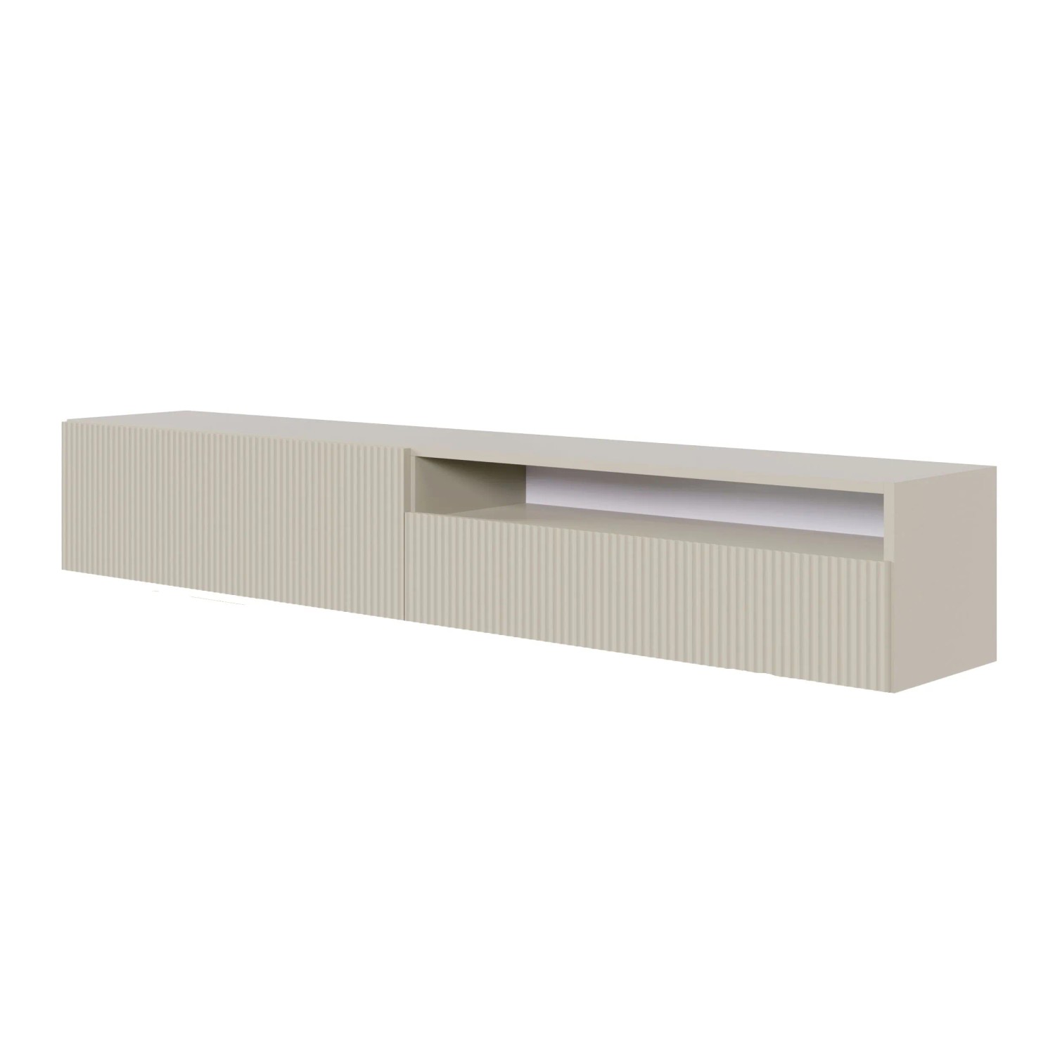 Selsey TV-Hängeboard Veldio mit Lamellenfront und Offenem Fach 175 cm Greige