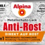 Dose Alpina Metallschutz-Lack Anti-Rost Schwarz Hammerschlag, 300ml. Rostschutzgrundierung, Lackierung in einem.