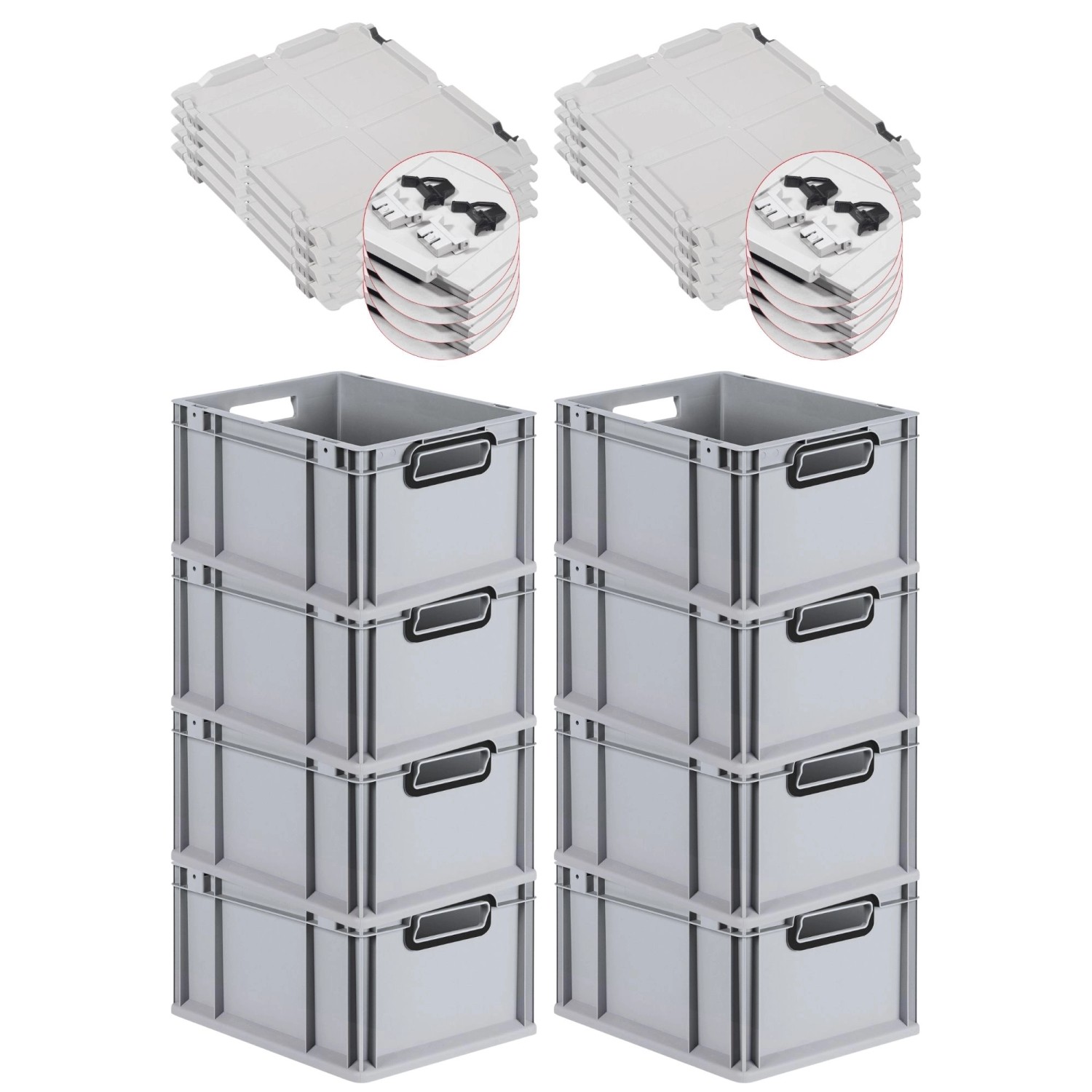 PROREGAL SuperSparSet 8x Eurobox Nextgen Color Mit Scharnierdeckel HxBxT 22 günstig online kaufen