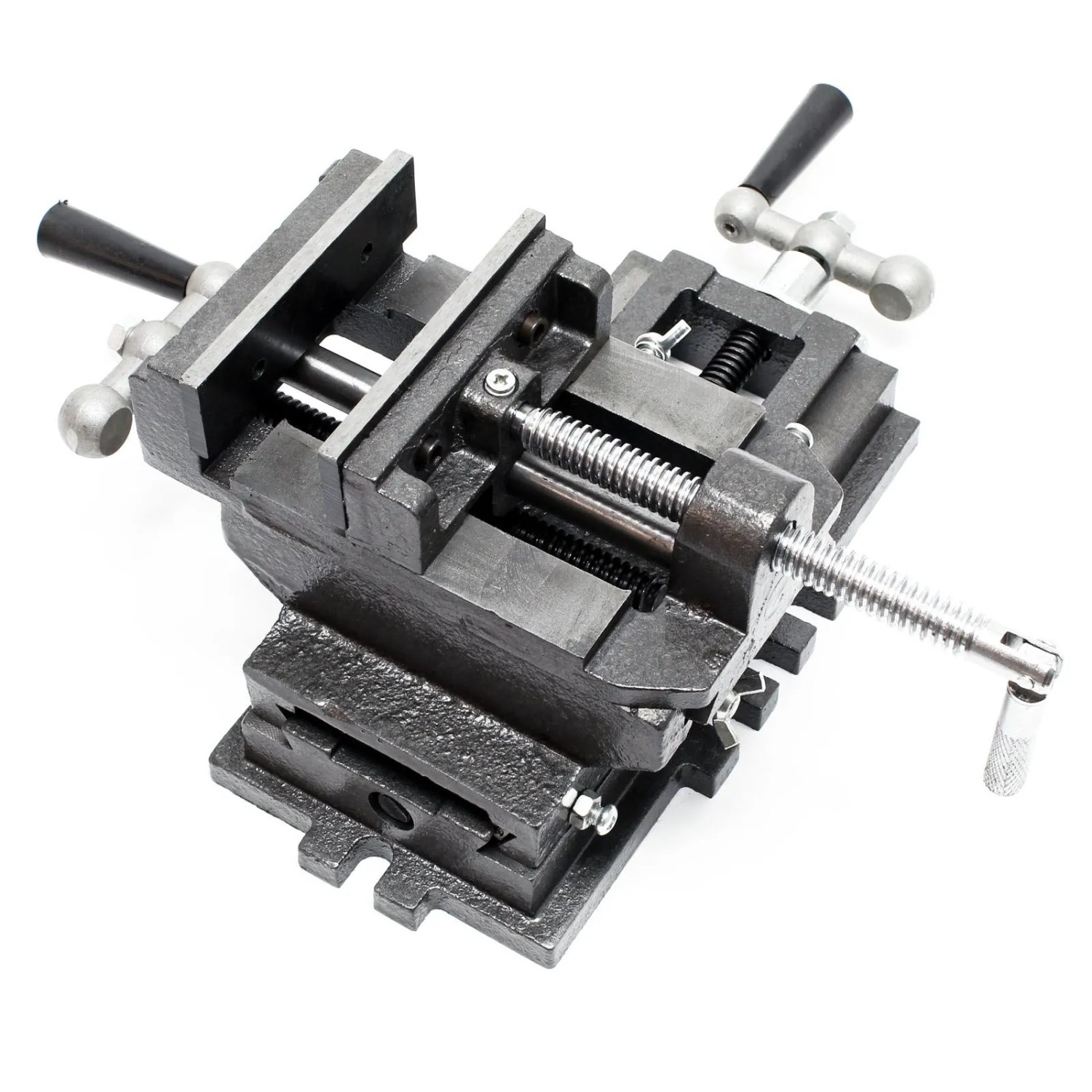 Robuster Wiltec 2-Achsen-Maschinenschraubstock aus Gusseisen mit 75mm Backenbreite für Frästisch & Werkbank.