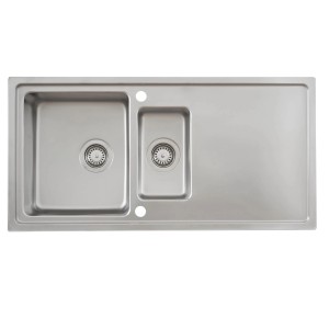 Respekta Einbauspüle Chicago, 100x50 cm, Edelstahl mit 2 Becken und Abtropffläche.