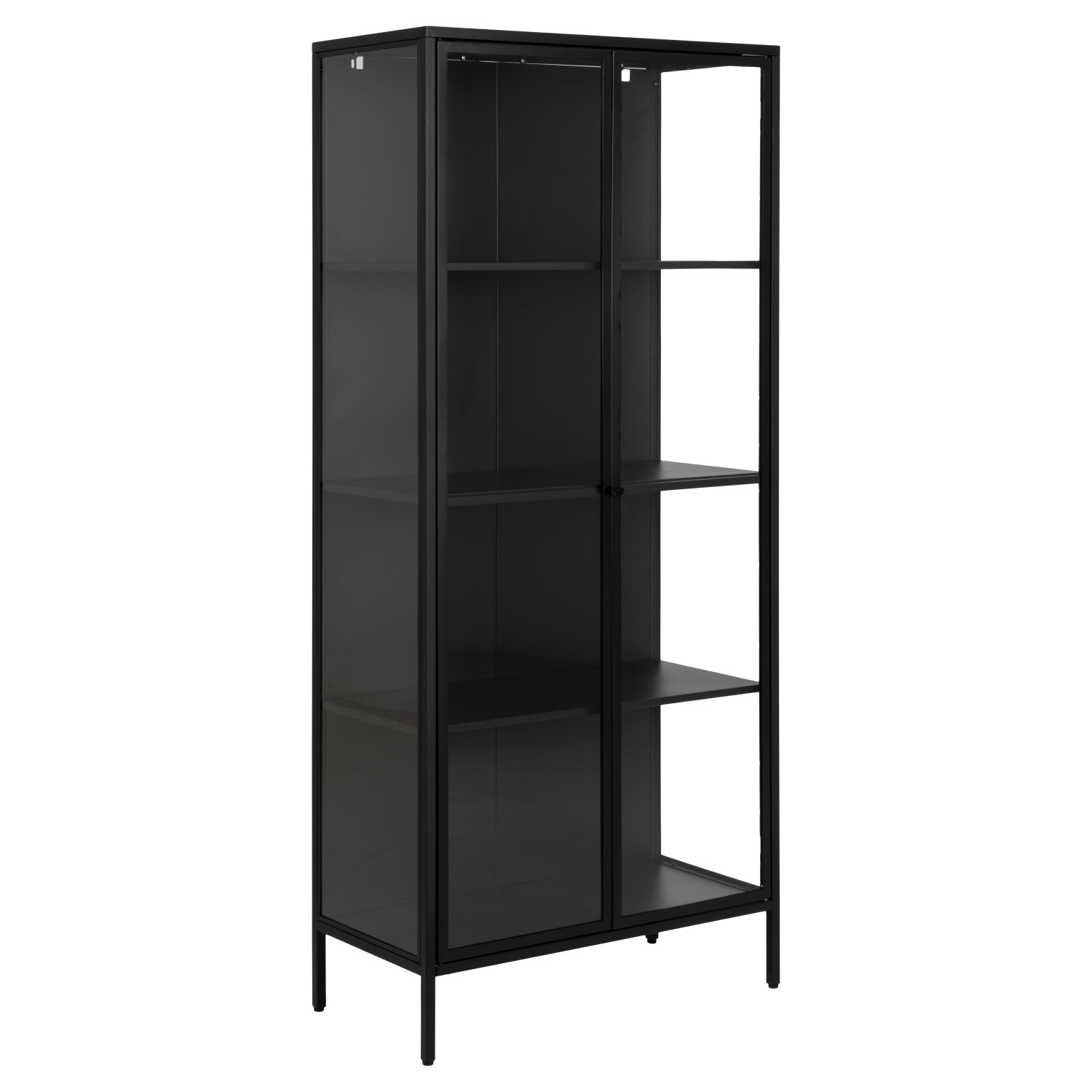 ebuy24 Newcastle Vitrinenschrank H180 mit 2 Glastüren Schwarz günstig online kaufen