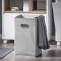 SoBuy Wäscheschrank BZR146-W mit ausklappbarem Wäschesammler und 2 Fächern, weiß.