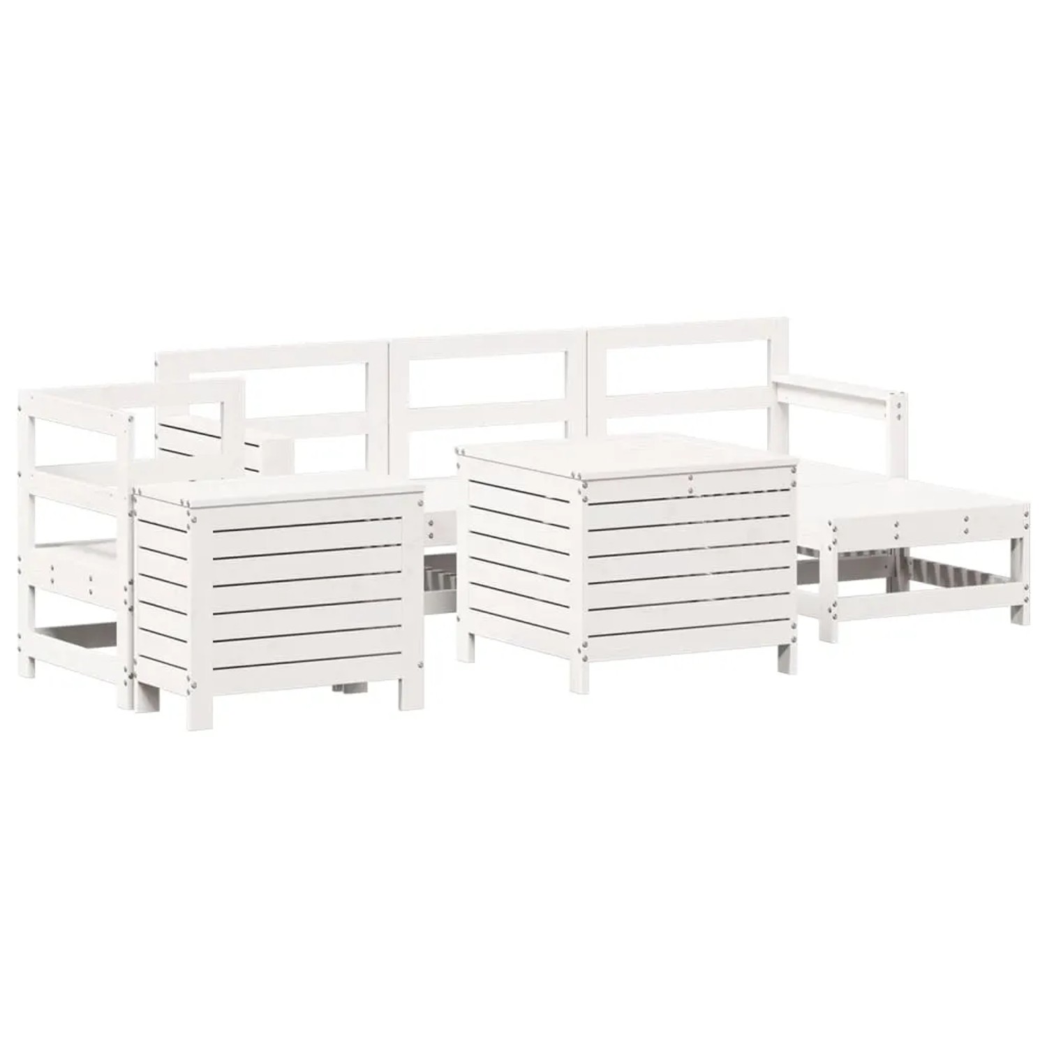 vidaXL 7-Tlg Garten-Sofagarnitur Weiß Massivholz Kiefer 3250541 günstig online kaufen