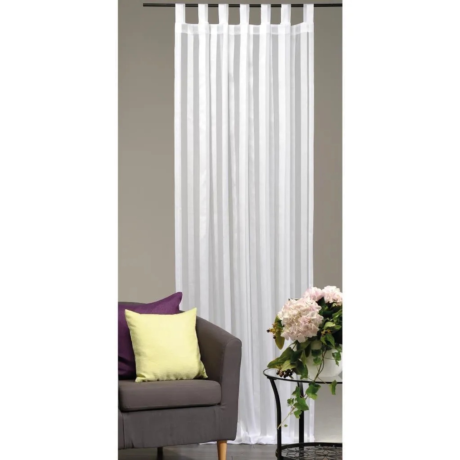 Arsvita Dekoschal Streifen Halbtransparent Schlaufenschal 140 cm x 145 cm Weiß