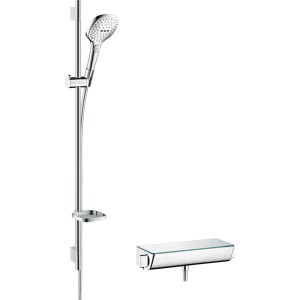 Raindance Select E 120 Brauseset Aufputz mit Thermostat und Brausestange (90cm), Chrom.