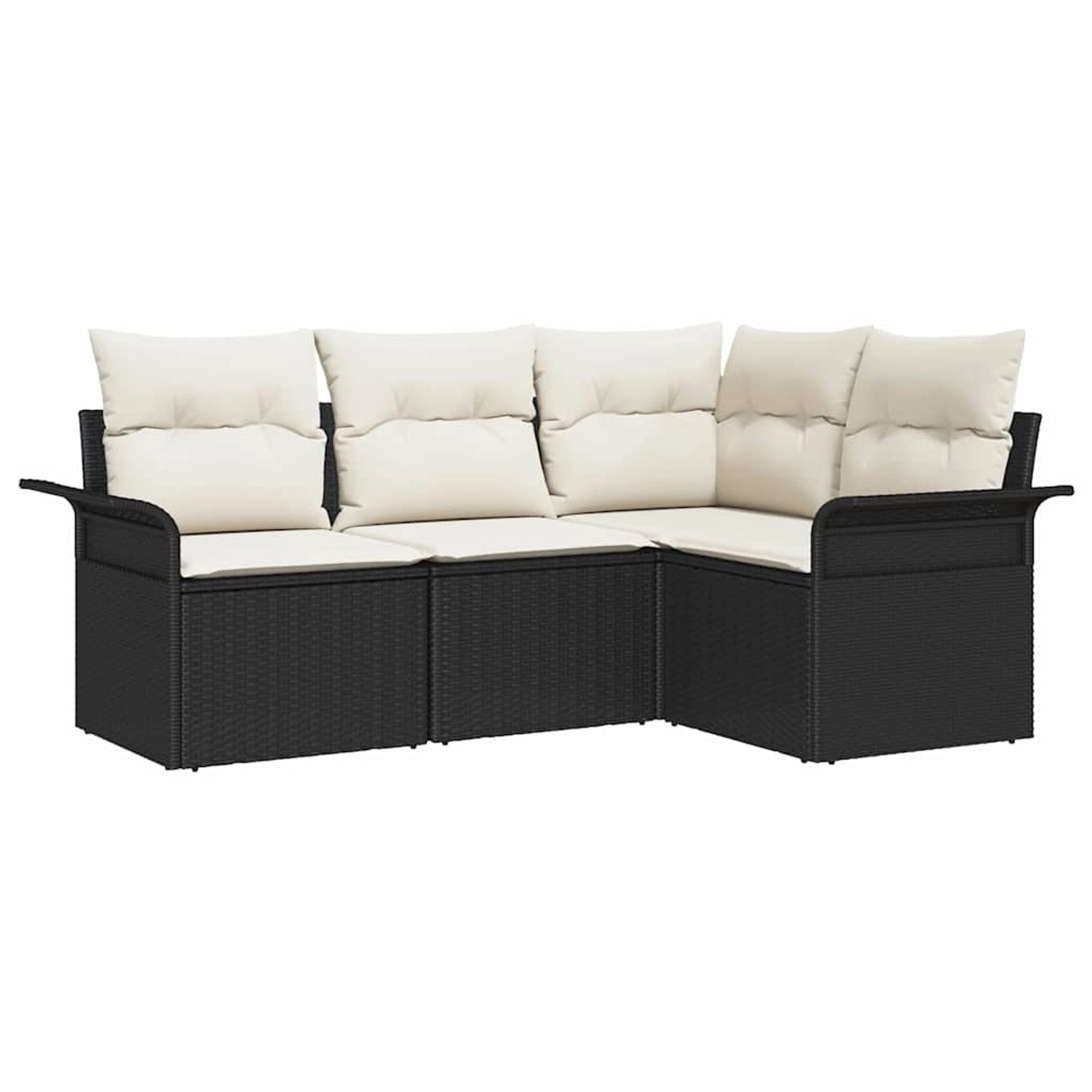 vidaXL Garten-Sofa-Set mit Kissen 4-Tlg Schwarz Poly Rattan 3354006 günstig online kaufen