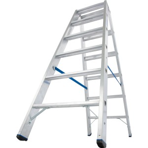 Krause Doppelleiter Stabilo mit 2x6 Stufen, Aluminiumleiter für den professionellen Einsatz.
