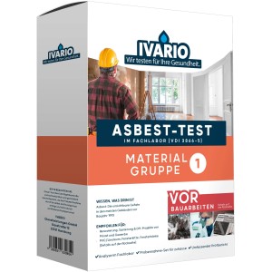 Ivario Asbesttest Materialgruppe 1 Standard: Testkit zur Analyse von Asbest in Baumaterialien vor Renovierungsarbeiten.