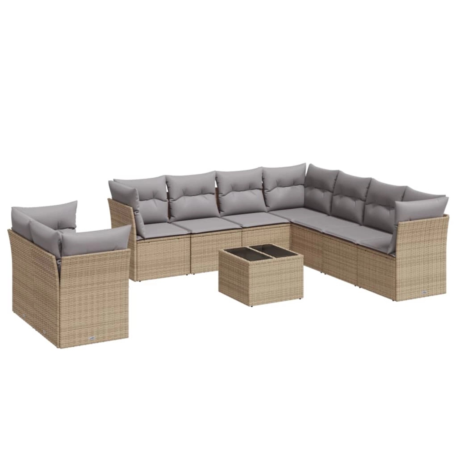 vidaXL 10-Tlg Garten-Sofagarnitur mit Kissen Beige Poly Rattan 3217849 günstig online kaufen