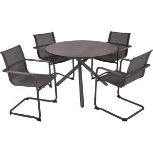 Garden Pleasure Gartenmöbel-Set Sophia, 5-teilig, anthrazit: Tisch mit 4 Freischwingern für Lounge und Garten.
