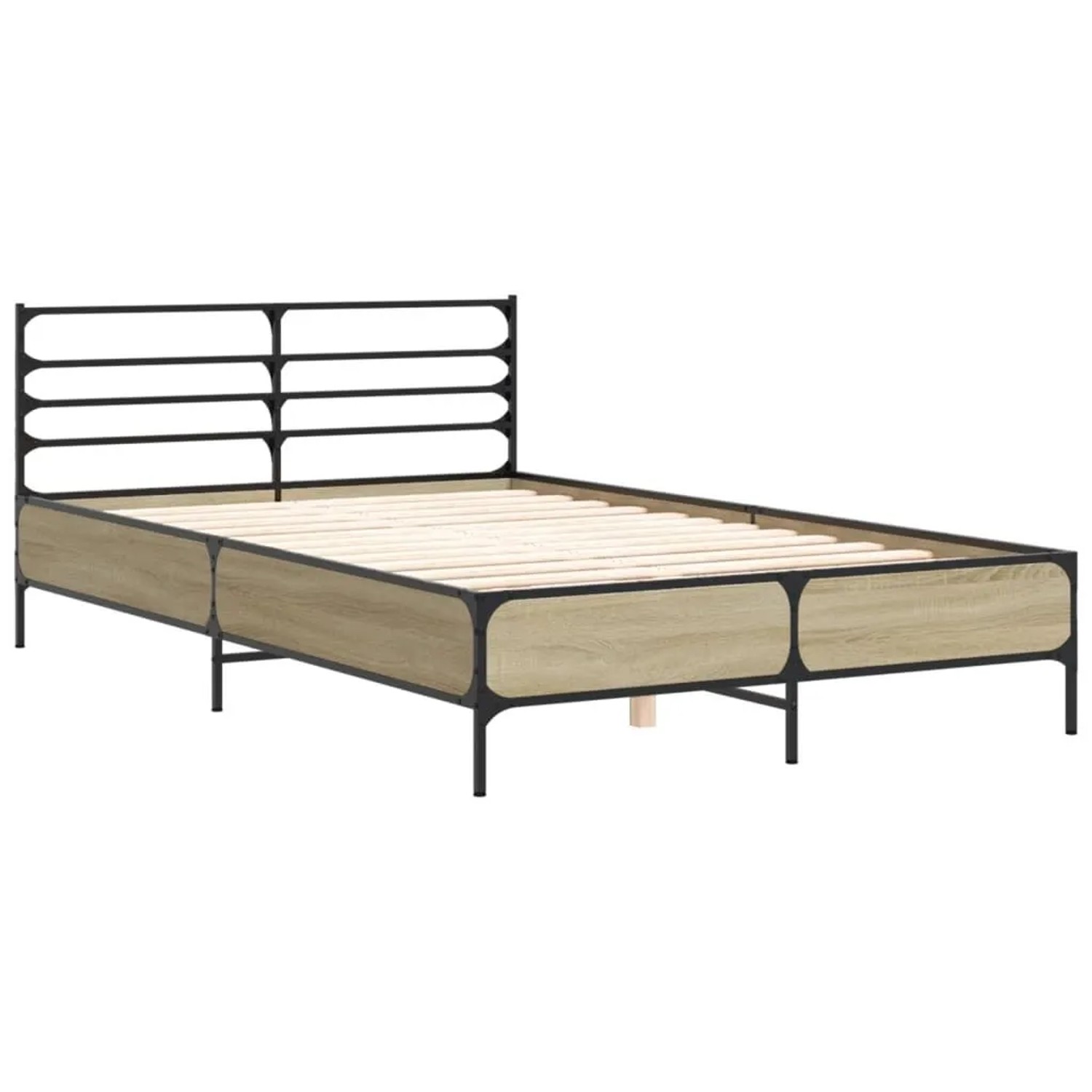 vidaXL Bettgestell Sonoma-Eiche 140x190 cm Holzwerkstoff und Metall 3280078 günstig online kaufen