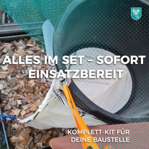 Scorprotect Bauschuttrutsche Set mit Einfülltrichter, flexibler Rutsche und Spanngurt für die Baustelle.