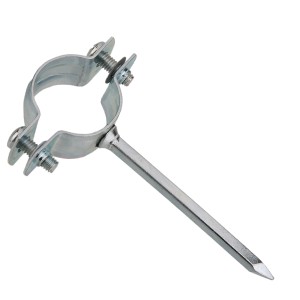 Verzinkte Kirchhoff Rohrschelle 33,3 mm mit Einschlagstift zur Rohrbefestigung.