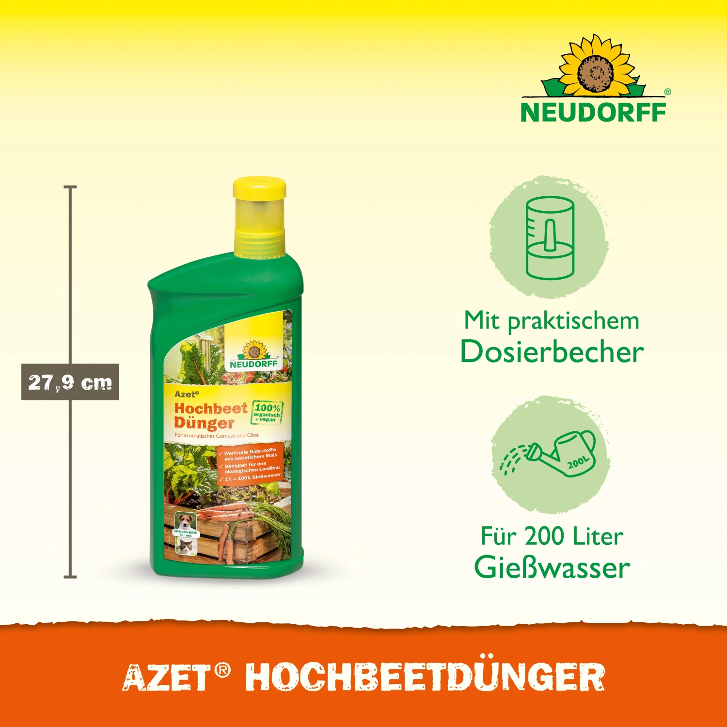 Neudorff Azet Hochbeetdünger 1L Flasche: Flüssigdünger für aromatische Ernte im Hochbeet.