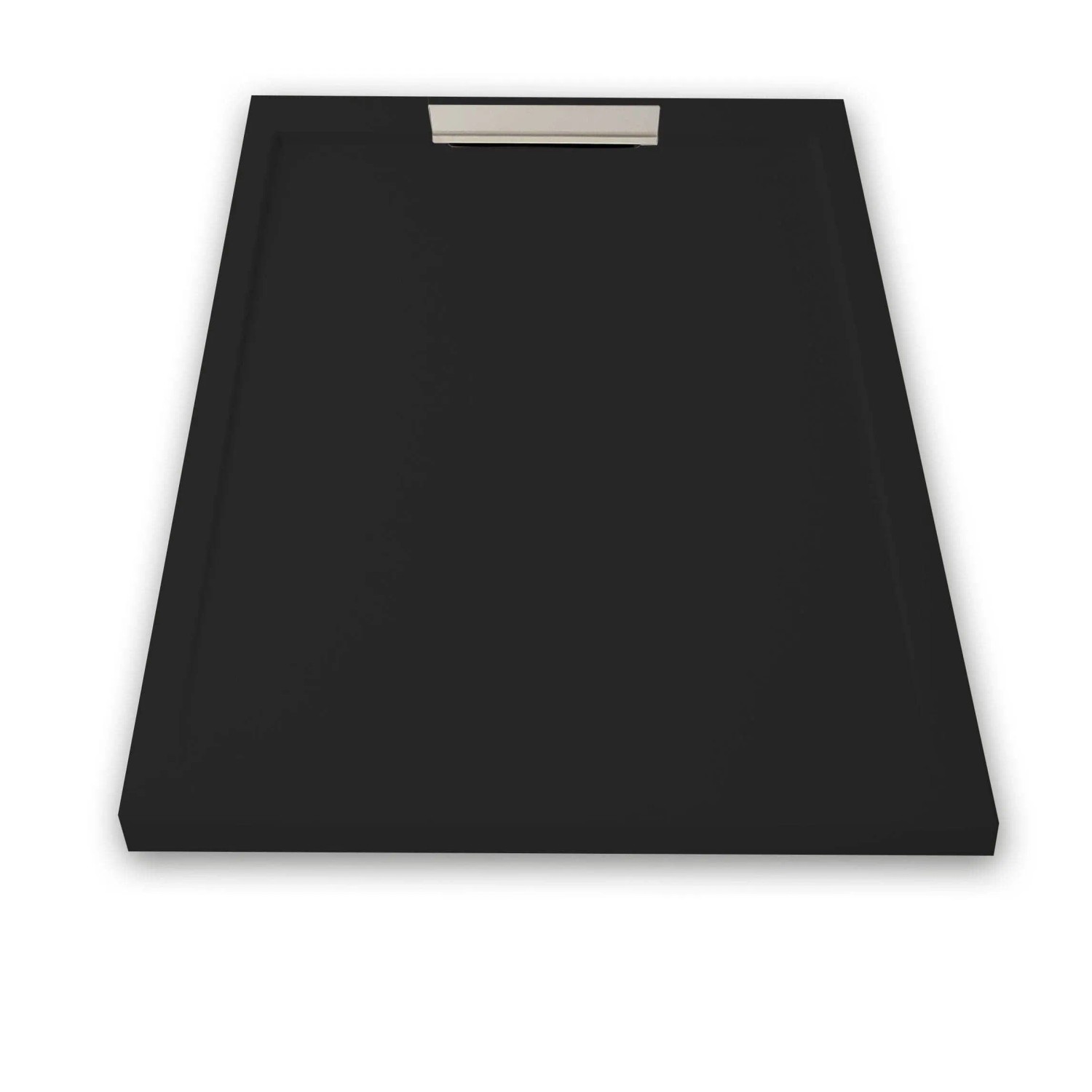 Mirlo Mineralguss Duschwanne Extra Flach Lux  Schwarz Ablaufschutz Chrom Ablaufschutz Chrom 80x100cm