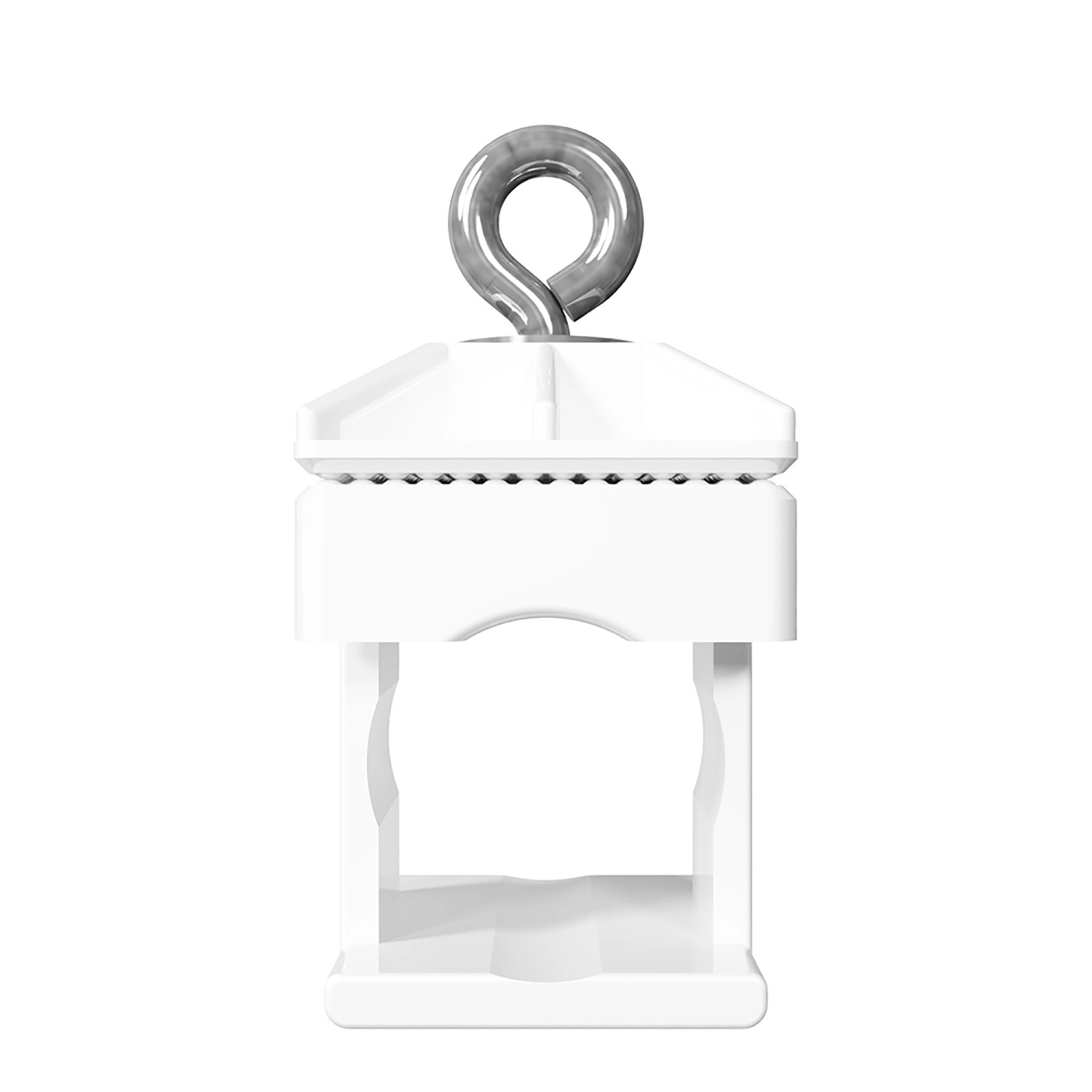 Weiße Schake Schilderklemme aus Kunststoff ohne Ösen und Haken für Baugeräte.