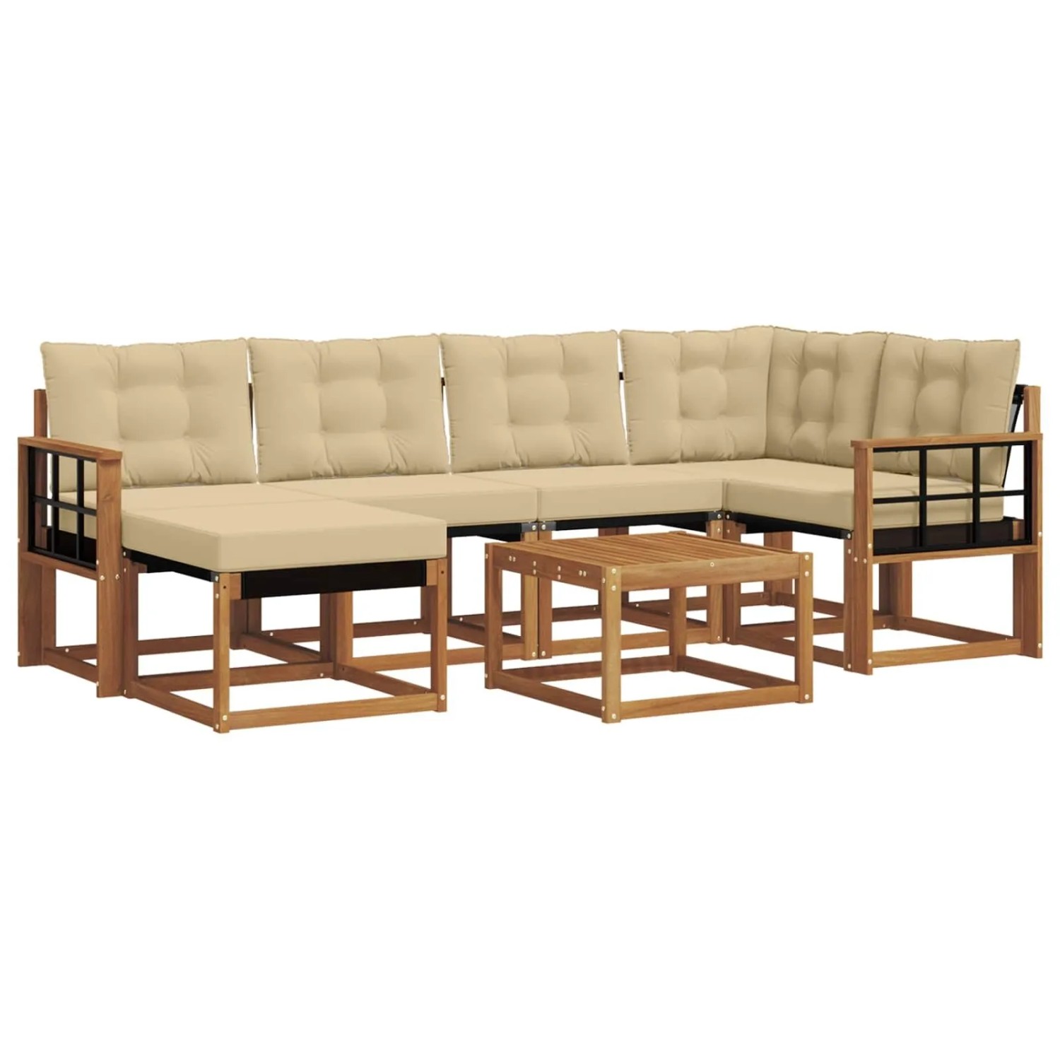 vidaXL Sofa Set mit Kissen 7-Tlg Natur und Beige 3368864