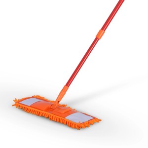 Oranger Bestlivings Bodenwischer mit Chenille-Bezug und 4 Ersatzbezügen.