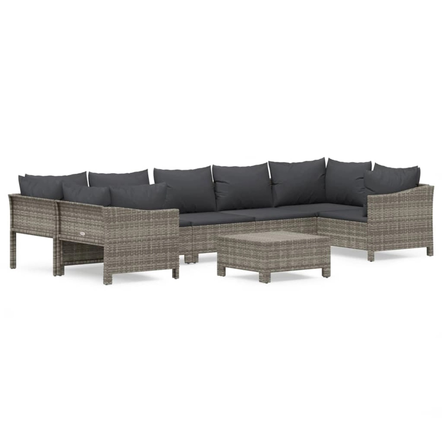 vidaXL 8-Tlg Garten-Lounge-Set mit Kissen Grau Poly Rattan 3187303 günstig online kaufen