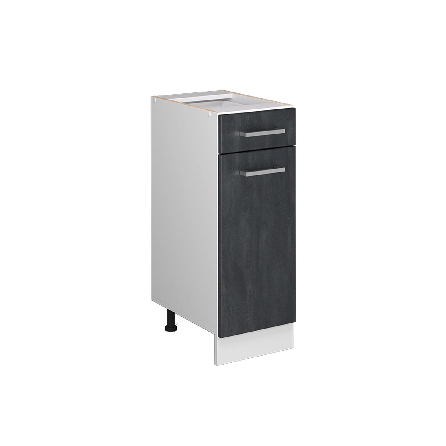Vicco Küchenunterschrank R-Line Schwarz Beton 30 cm ohne Arbeitsplatte mit Weiß Korpus