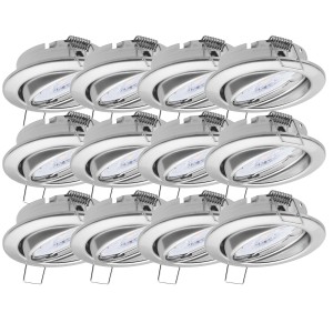 12er Set dimmbare LED Deckeneinbaustrahler Dijon, chromfarben, warmweißes Licht. Lampen & Leuchten für Innenräume.