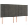 Dunkelgraues Boxspringbett mit Samtbezug und Matratze, 160x200 cm.