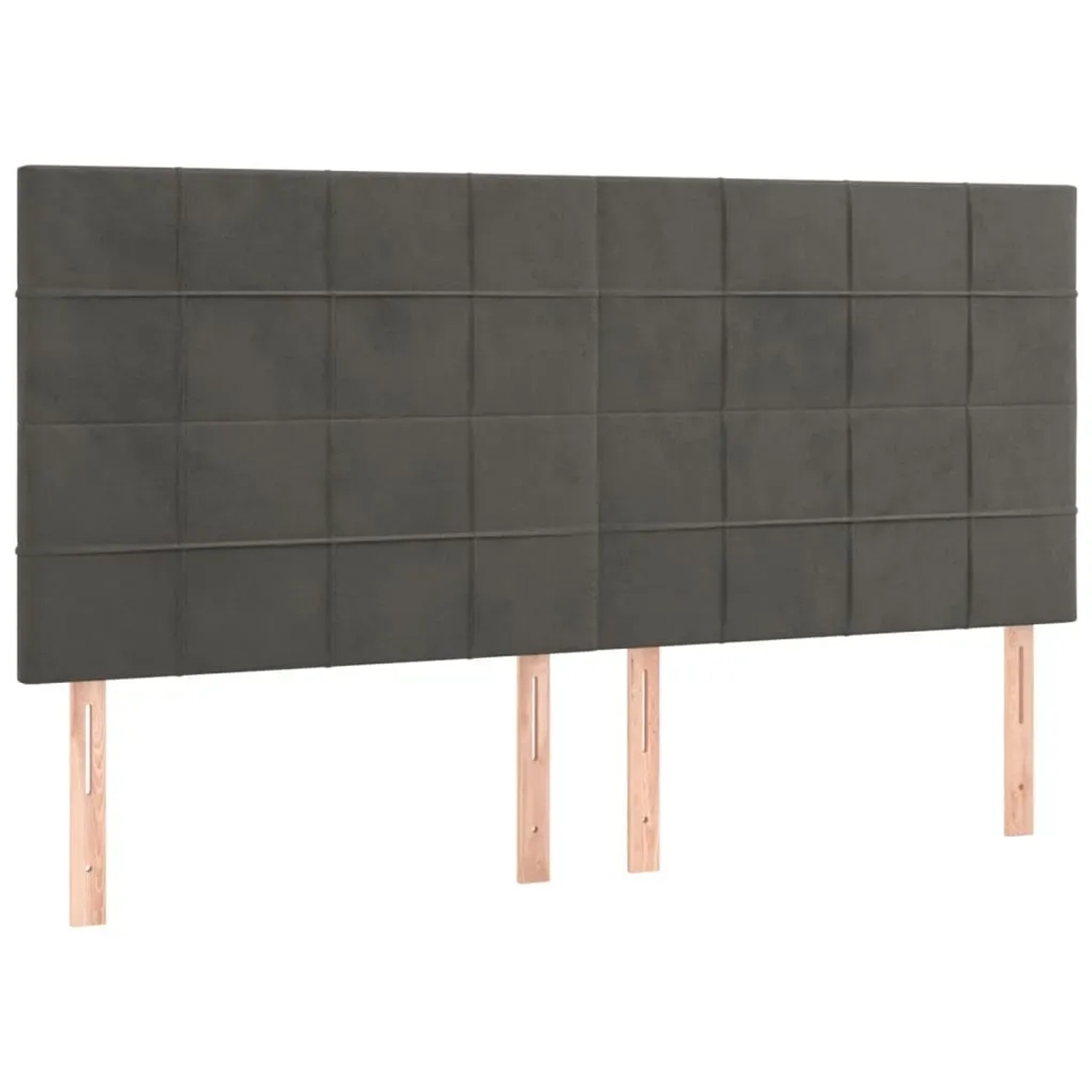Dunkelgraues Boxspringbett mit Samtbezug und Matratze, 160x200 cm.