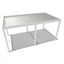Freistehender, weißer Weide Pavillon Classic aus Alu-Stahl, 3x5,3 m, mit Lamellendach.