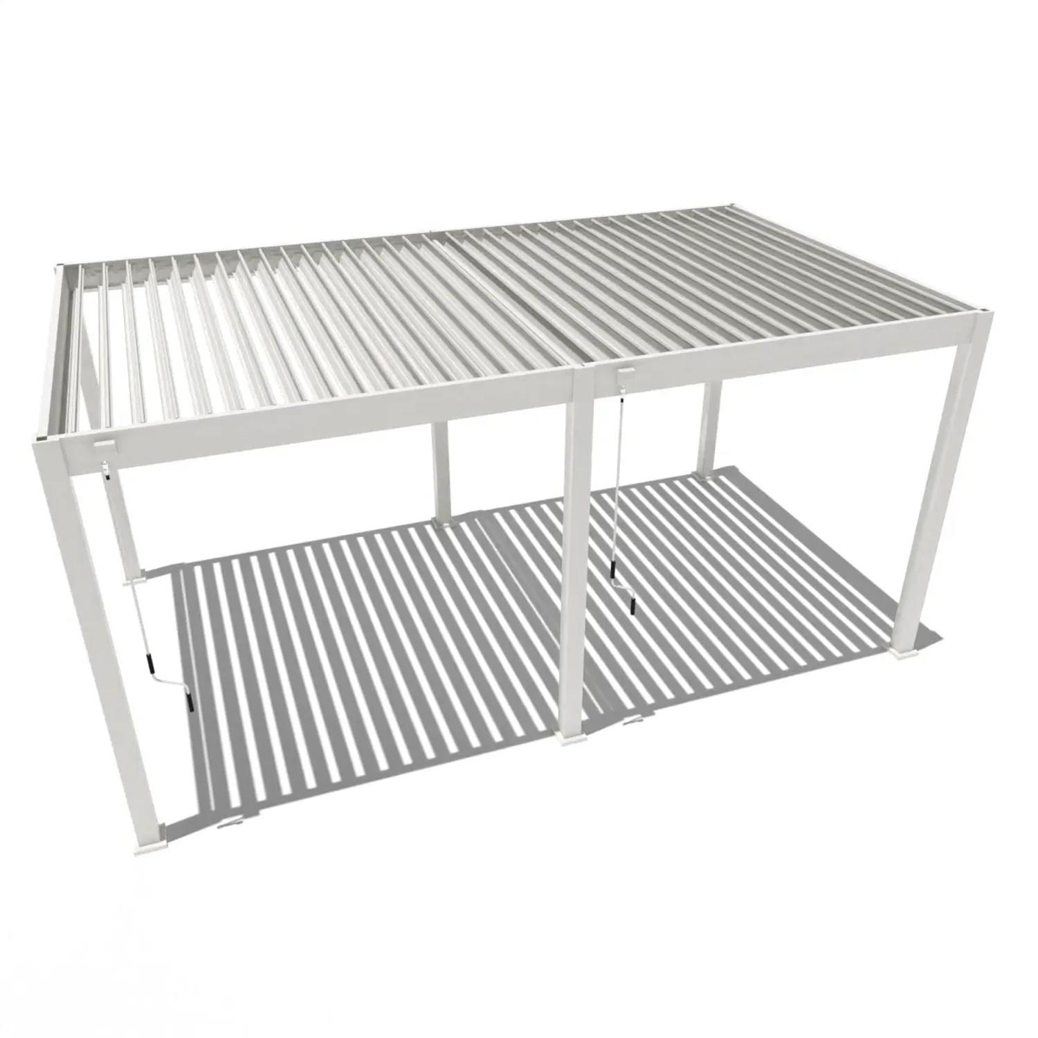 Freistehender, weißer Weide Pavillon Classic aus Alu-Stahl, 3x5,3 m, mit Lamellendach.
