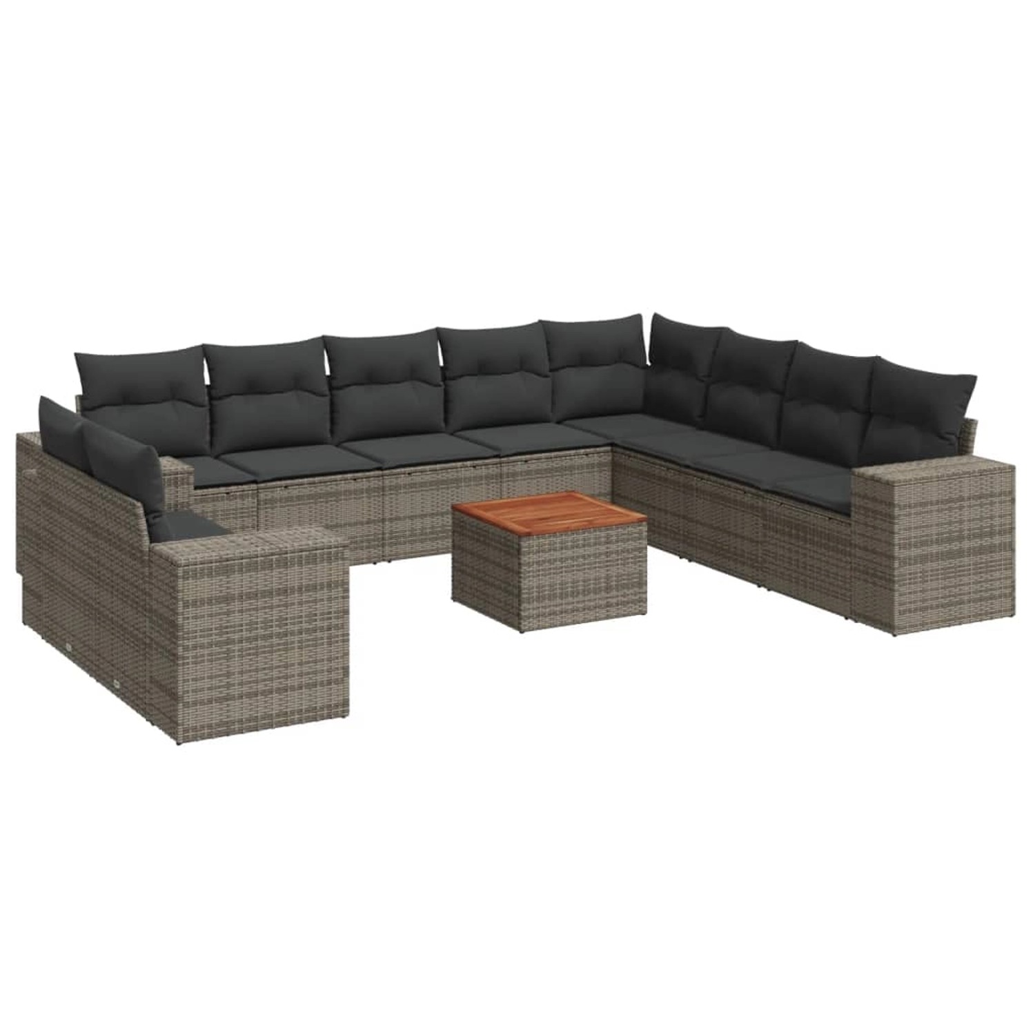 vidaXL 11-Tlg Garten-Sofagarnitur mit Kissen Grau Poly Rattan 3257852 günstig online kaufen