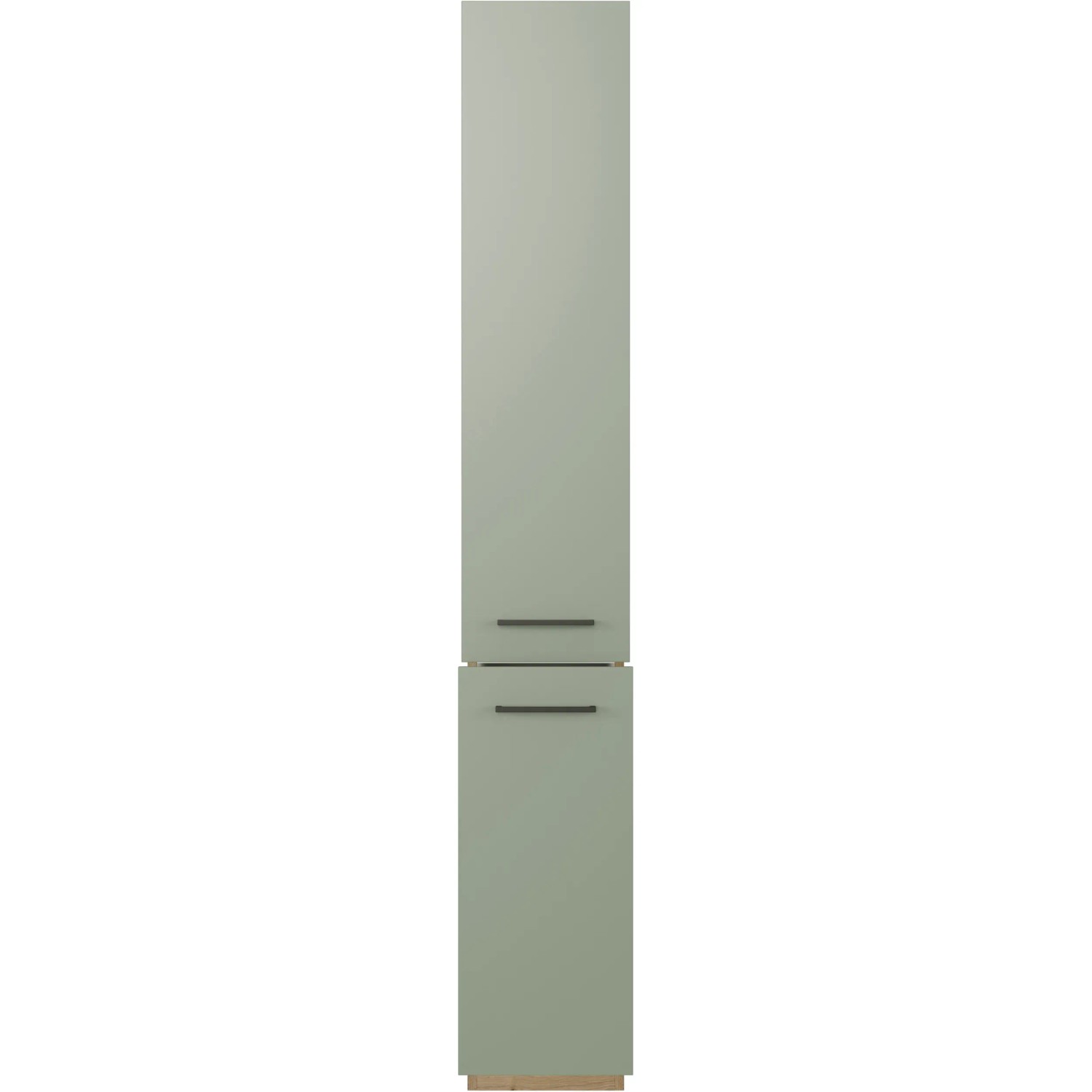 Flex-Well Apotheker-Hochschrank Cara, 30cm, Schilfgrün/Artisan Eiche, mit zwei Auszügen und fünf Ablagen.