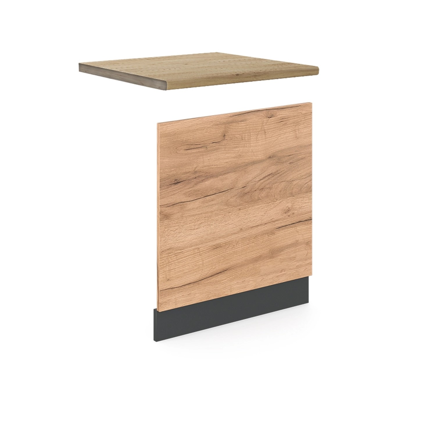 Vicco Frontblende R-Line Geschirrspüler Fronttür Goldkraft Eiche/Anthrazit 60 cm AP Eiche