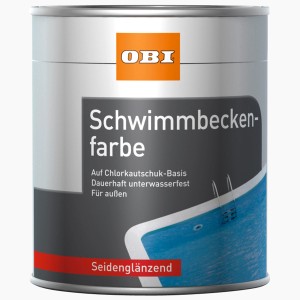 Dose OBI Schwimmbeckenfarbe Seegrün, seidenglänzend, 750ml. Farbe auf Chlor-Kautschuk-Basis für mineralische Untergründe.