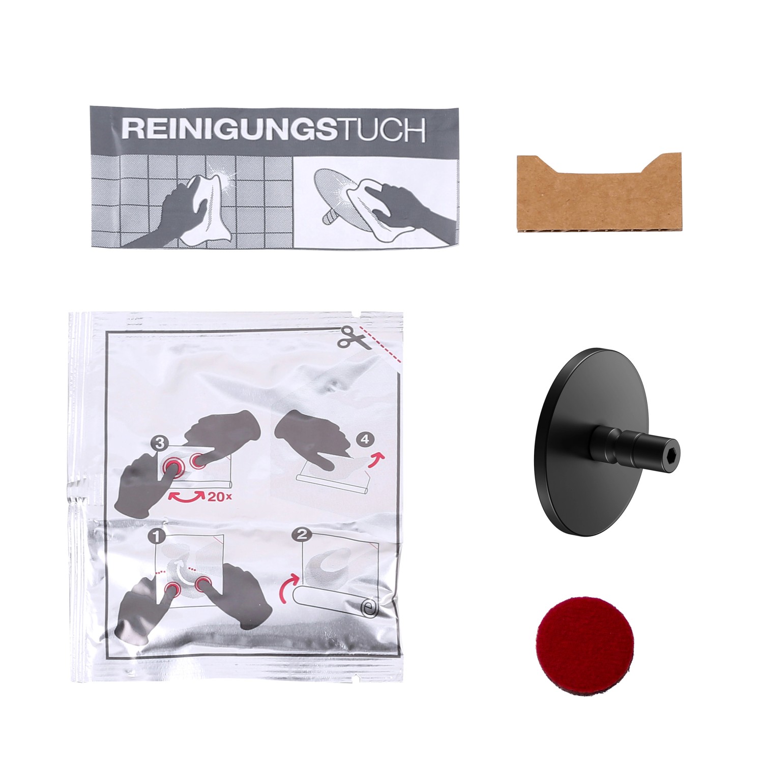 Keuco Klebe-Set 5 für Reva Badetuchhalter und Handtuchhaken mit runder Rosette Schwarz-Matt