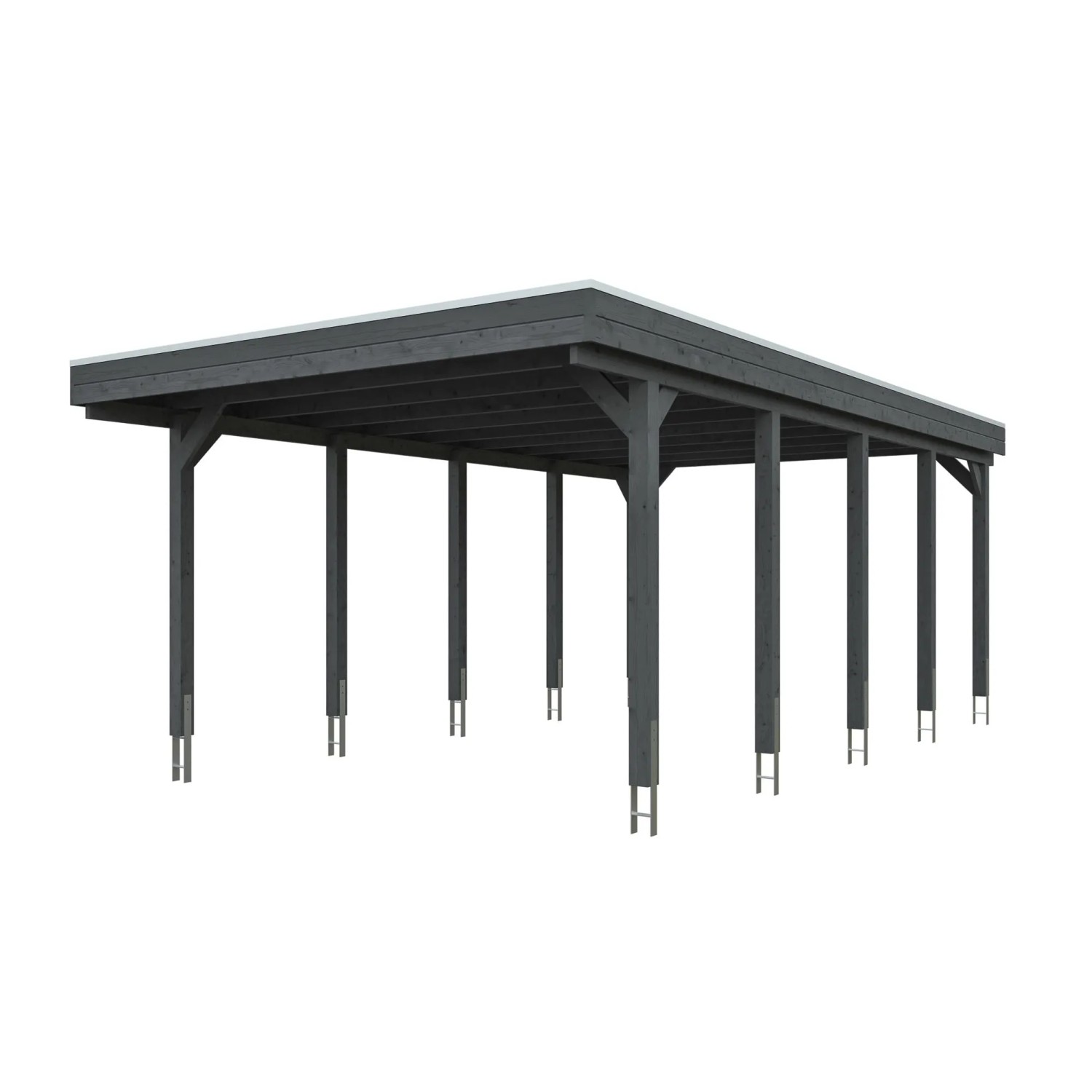 Skan Holz Carport Friesland mit EPDM-Dach 402 cm x 708 cm Schiefergrau