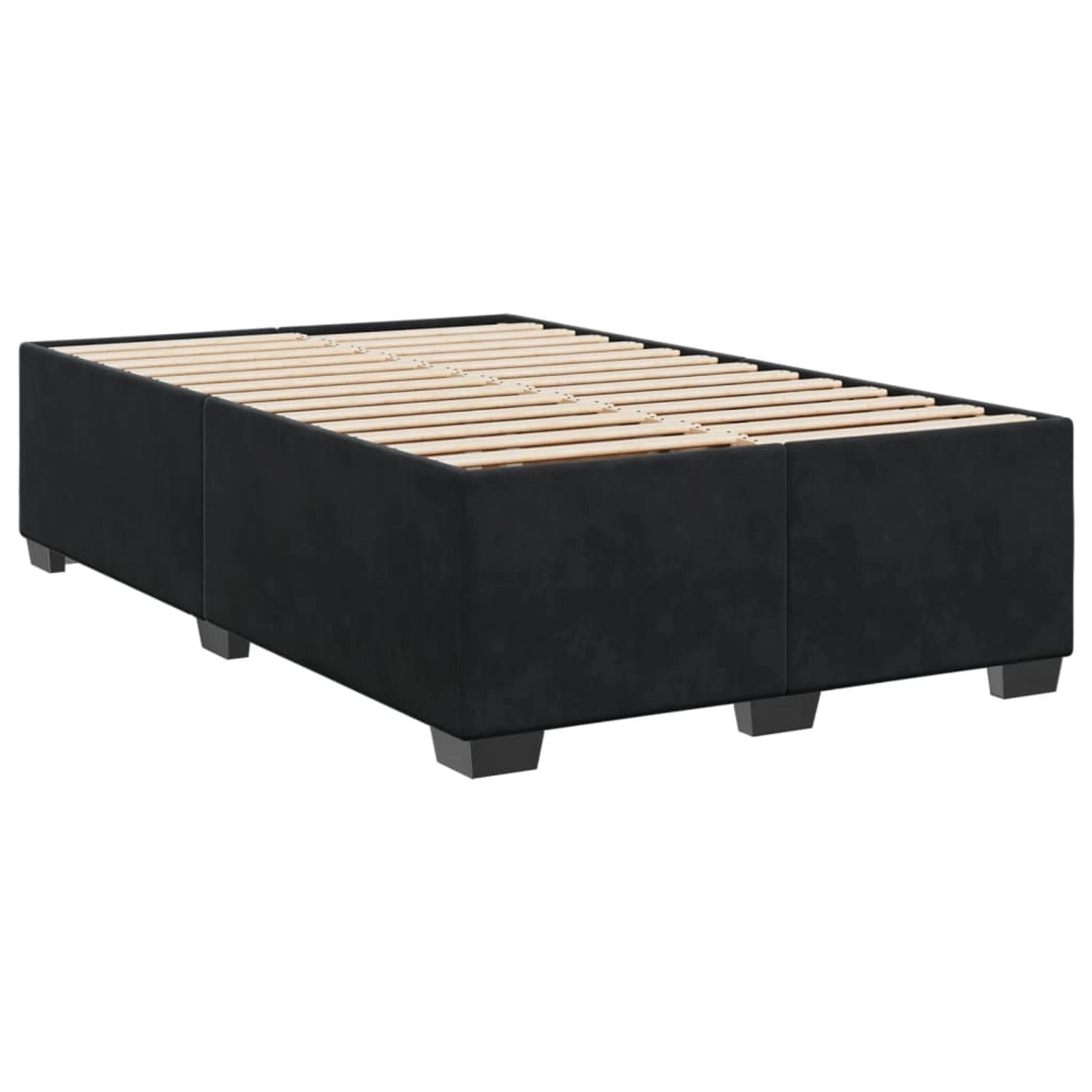 Schwarzes vidaXL Boxspringbett 120x200 cm mit Lattenrost. Bettrahmen aus Samt.