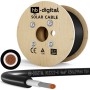 Schwarzes hb-digital Solarkabel 4mm² H1Z2Z2-K auf Holz-Trommel, Querschnitt zeigt Kupferleiter. TÜV-zertifiziertes PV-Kabel.
