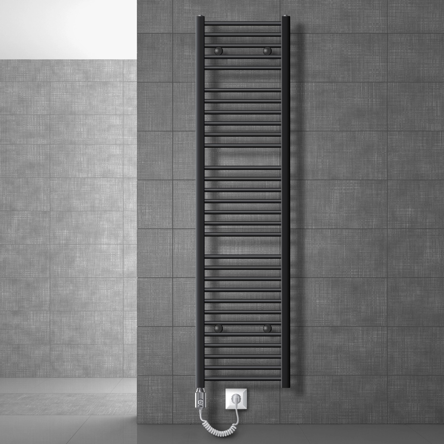 LuxeBath Elektrischer Badheizkörper Sahara 400x1800 mm Anthrazit Heizstab 1 günstig online kaufen