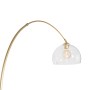 Moderne Bogenlampe Arc aus Messing mit klarem Glasschirm. Elegante Innenleuchte für Wohnzimmer & Co.