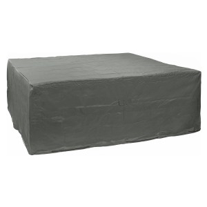 Graue Schutzhülle für Loungemöbel, 265x250x90 cm, mit Reißverschlüssen.