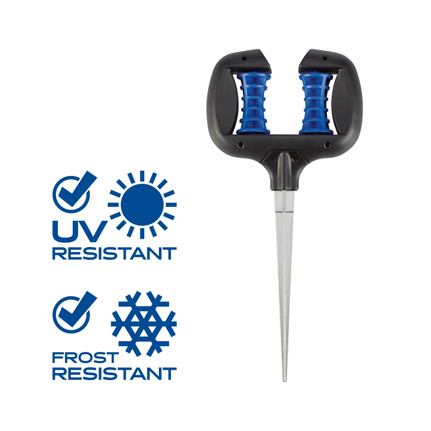 LUX Schlauch- und Kabelführung mit verzinktem Erdspieß für Gartenschläuche.